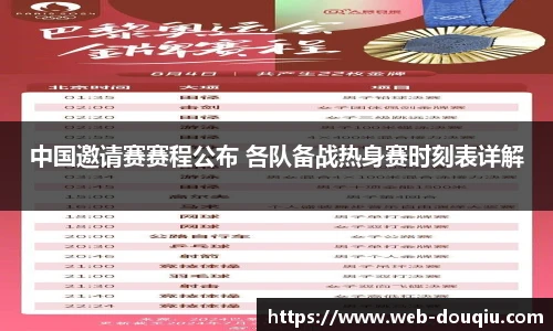 中国邀请赛赛程公布 各队备战热身赛时刻表详解